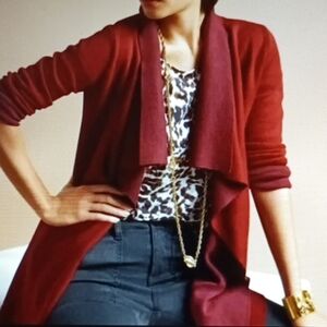 Cabi Maroon Open Front Cardigan Sweater #3479